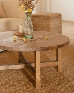 Mesa de centro de madera de olivo maciza artesanal